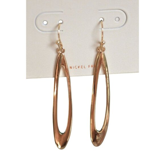 14th & Union Gold Tone Oval Drop Earrings Nickel Free Dangle Jewelry - Picture 5 of 5